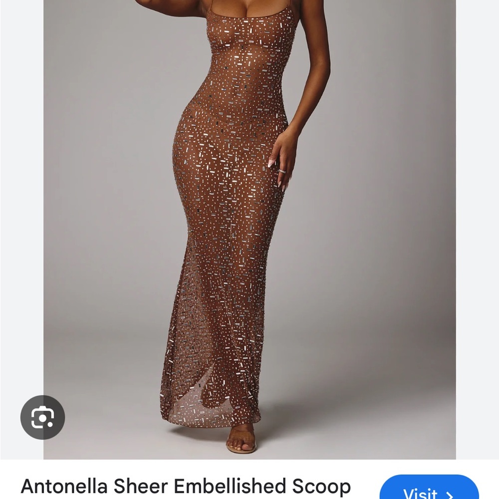 Oh Polly Chocolate Sequin long Dress